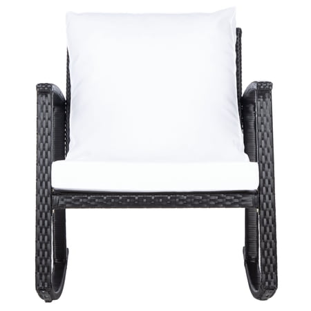 SAFAVIEH Daire Outdoor Patio Rocking Chair, Black/White