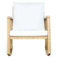 thumbnail image 1 of Safavieh Daire Pat Collection Adult Contemporary Solid Print Wicker And Steel Outdoor Patio Nursing Weather-Resistant Rocking Chairs with Removable Cushions, Natural/White (Set of 1), 1 of 11
