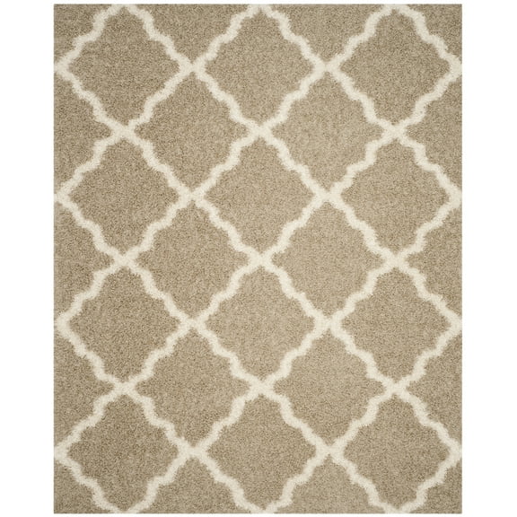 SAFAVIEH Daley Geometric Plush Shag Area Rug, Beige/Ivory, 2'3" x 4'