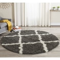 thumbnail image 1 of SAFAVIEH Daley Geometric Plush Shag Area Rug, Dark Grey/Ivory, 6' x 6' Round, 1 of 9