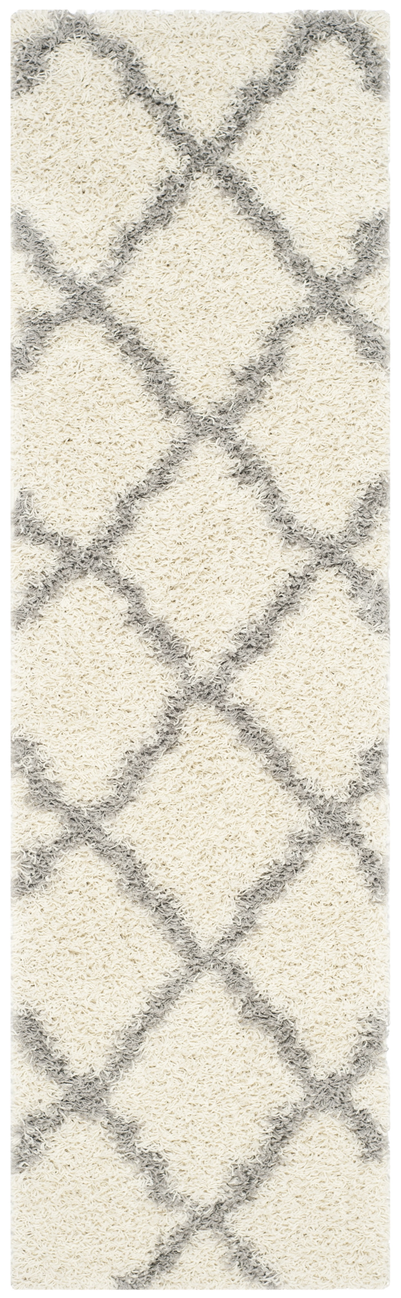 SAFAVIEH Daley Geometric Plush Shag Area Rug, Grey/Ivory, 4' x 4' Square