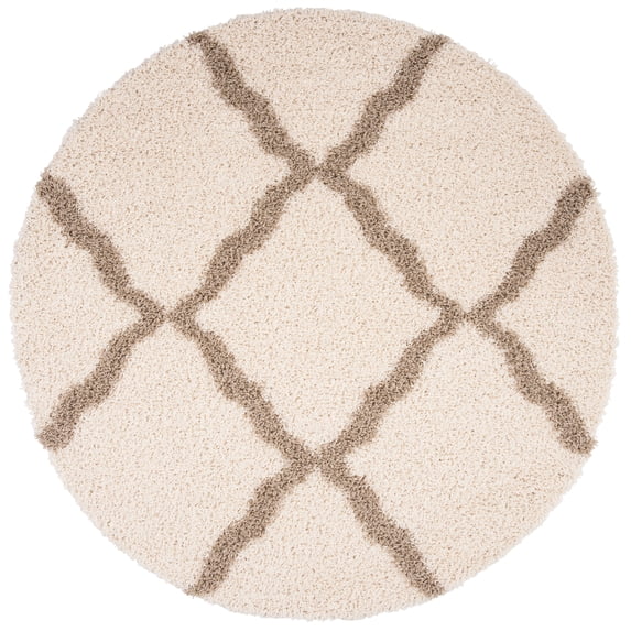 SAFAVIEH Daley Geometric Plush Shag Area Rug, Ivory/Beige, 8' x 8' Round