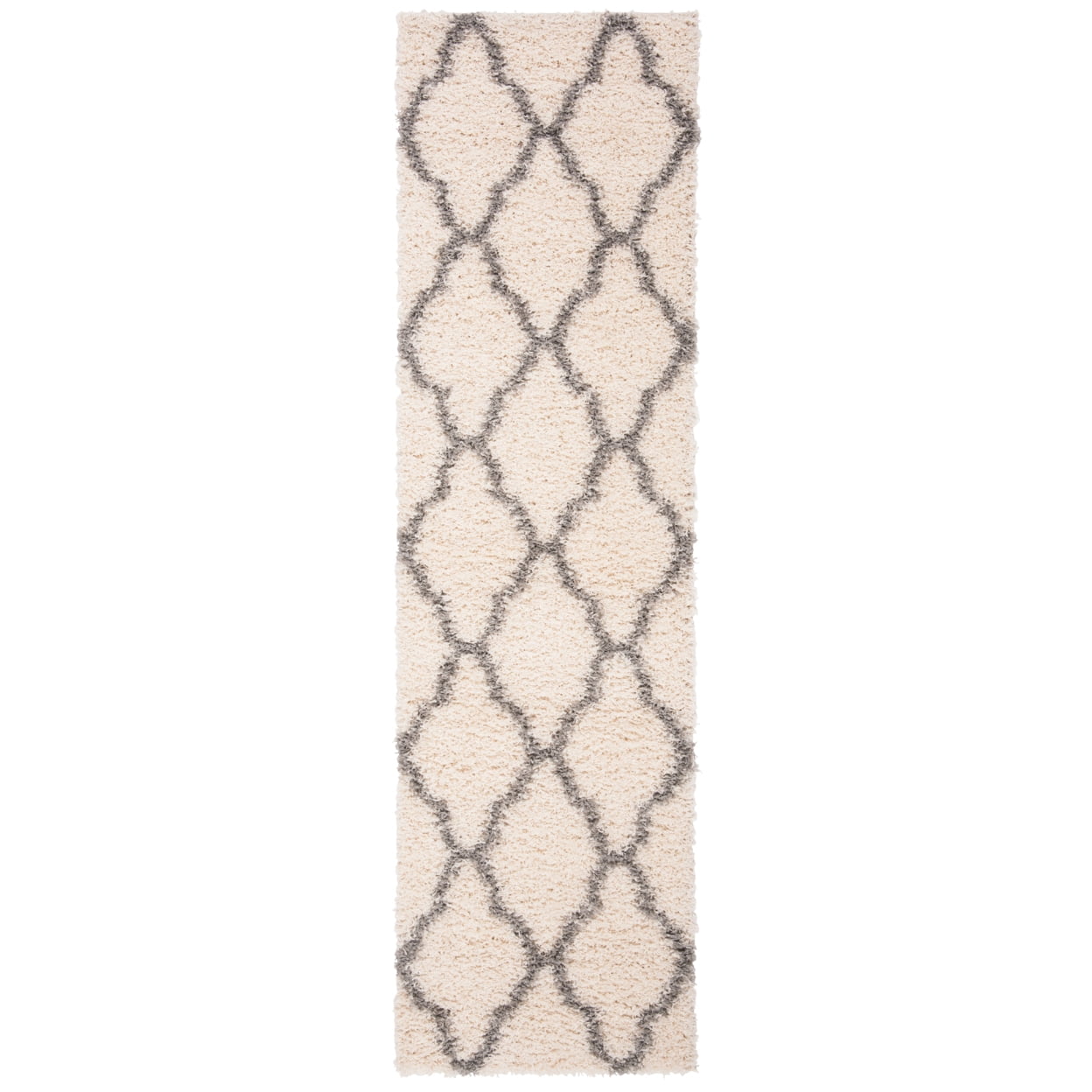SAFAVIEH Daley Geometric Plush Shag Area Rug, Ivory/Grey, 6' x 6' Square