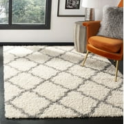 SAFAVIEH Daley Geometric Plush Shag Area Rug, Ivory/Grey, 6' x 9'