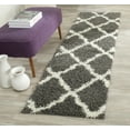 thumbnail image 1 of SAFAVIEH Daley Geometric Plush Shag Runner Rug, Dark Grey/Ivory, 2'3" x 6', 1 of 9