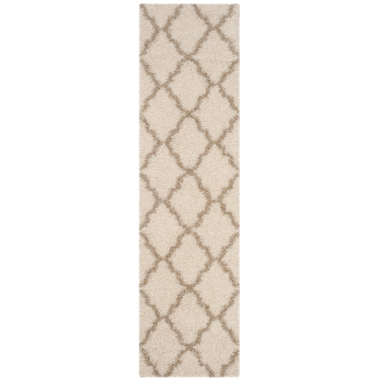 SAFAVIEH Daley Geometric Plush Shag Runner Rug, Ivory/Beige, 2'3" x 8'
