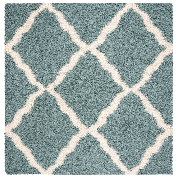 SAFAVIEH Daley Geometric Plush Shag Runner Rug, Ivory/Dark Grey, 2'3" x 14'