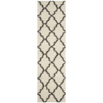 SAFAVIEH Daley Geometric Plush Shag Runner Rug, Ivory/Dark Grey, 2'3" x 6'
