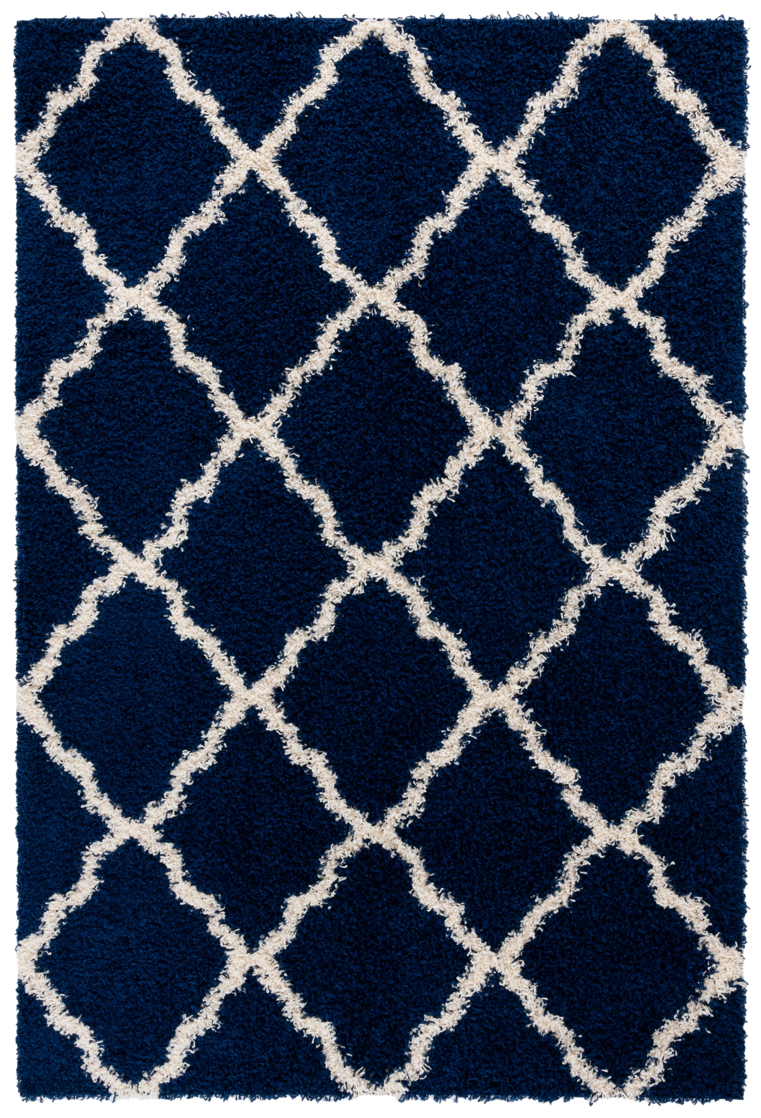 SAFAVIEH Dallas Belinda Geometric Shag Area Rug, Navy/Ivory, 11' x 15 ...