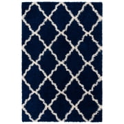 SAFAVIEH Dallas Belinda Geometric Shag Area Rug, Navy/Ivory, 2'3" x 4'