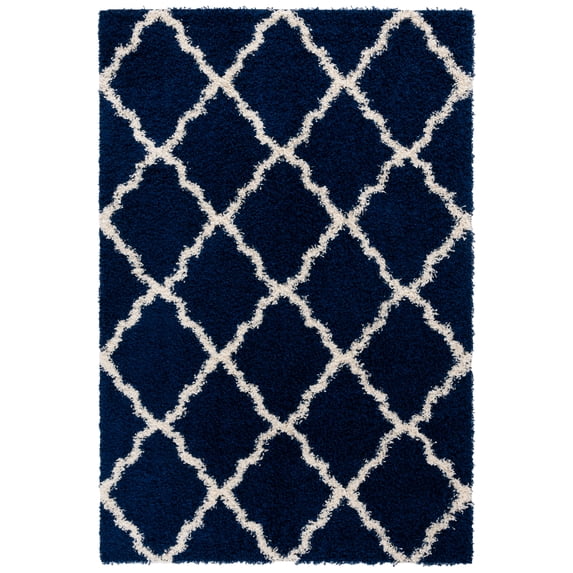 SAFAVIEH Dallas Belinda Geometric Shag Area Rug, Navy/Ivory, 2'3" x 4'