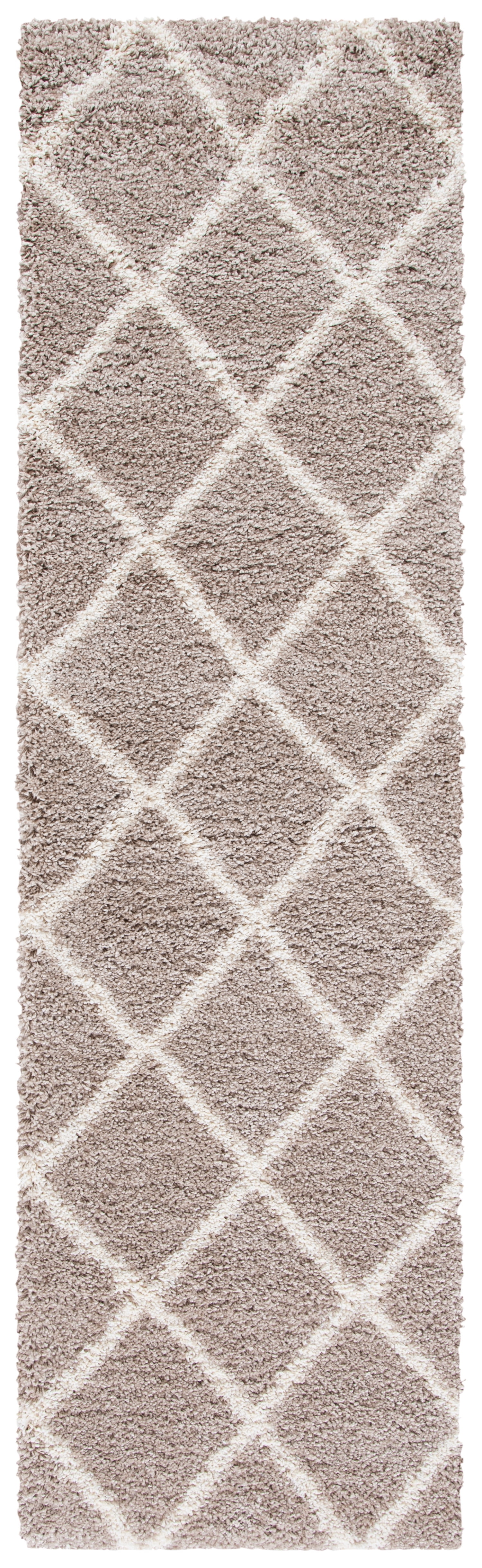 SAFAVIEH Dallas Belinda Geometric Shag Runner Rug, Beige/Ivory, 2'3" x 12'