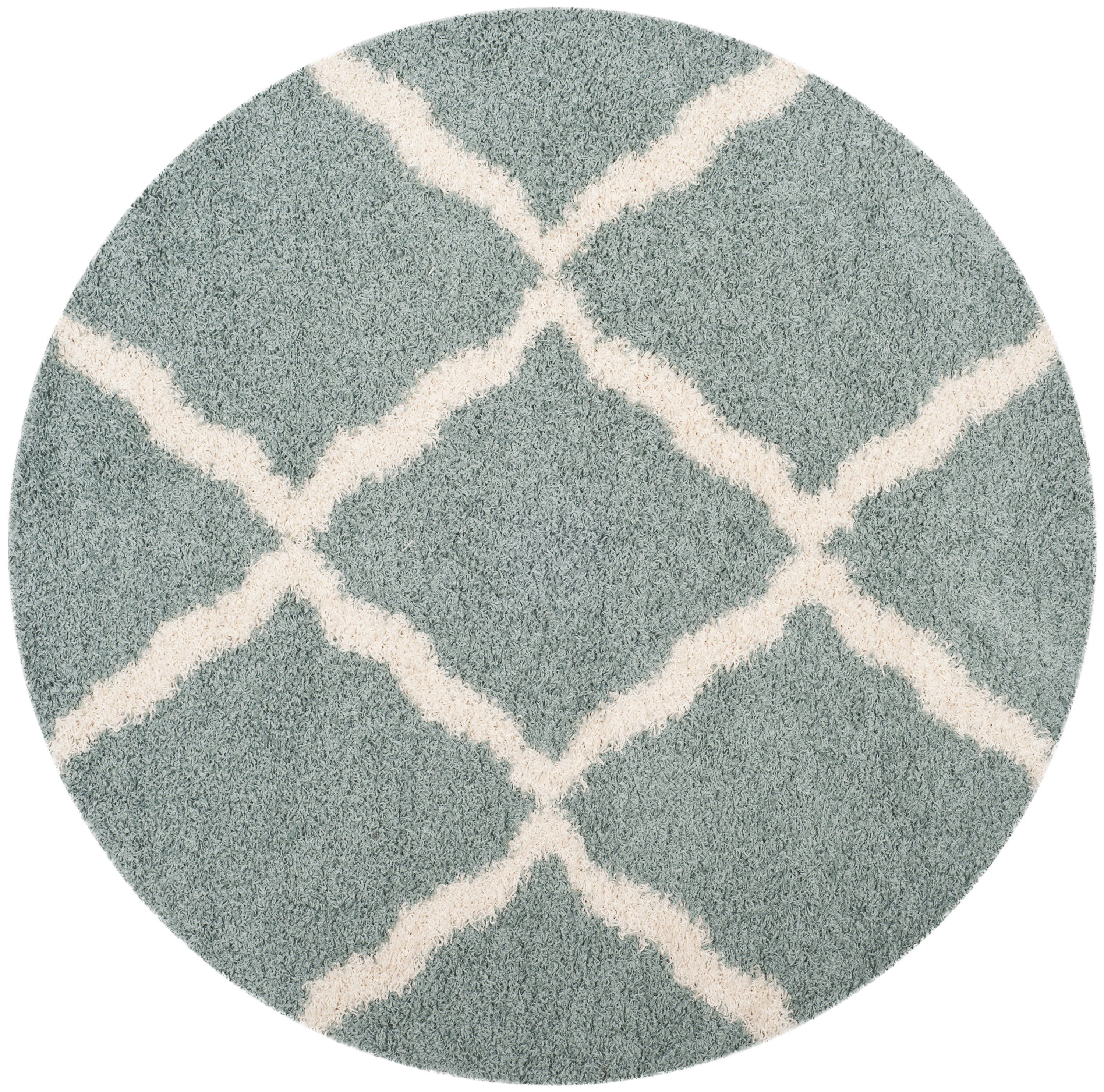 SAFAVIEH Dallas Belinda Geometric Shag Runner Rug, Ivory/Dark Grey, 2'3" x 12'