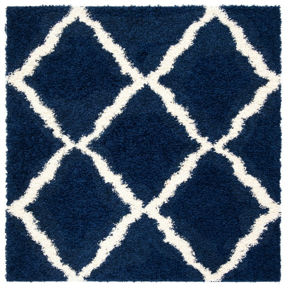 SAFAVIEH Dallas Belinda Geometric Shag Runner Rug, Navy/Ivory, 2'3" x 14'
