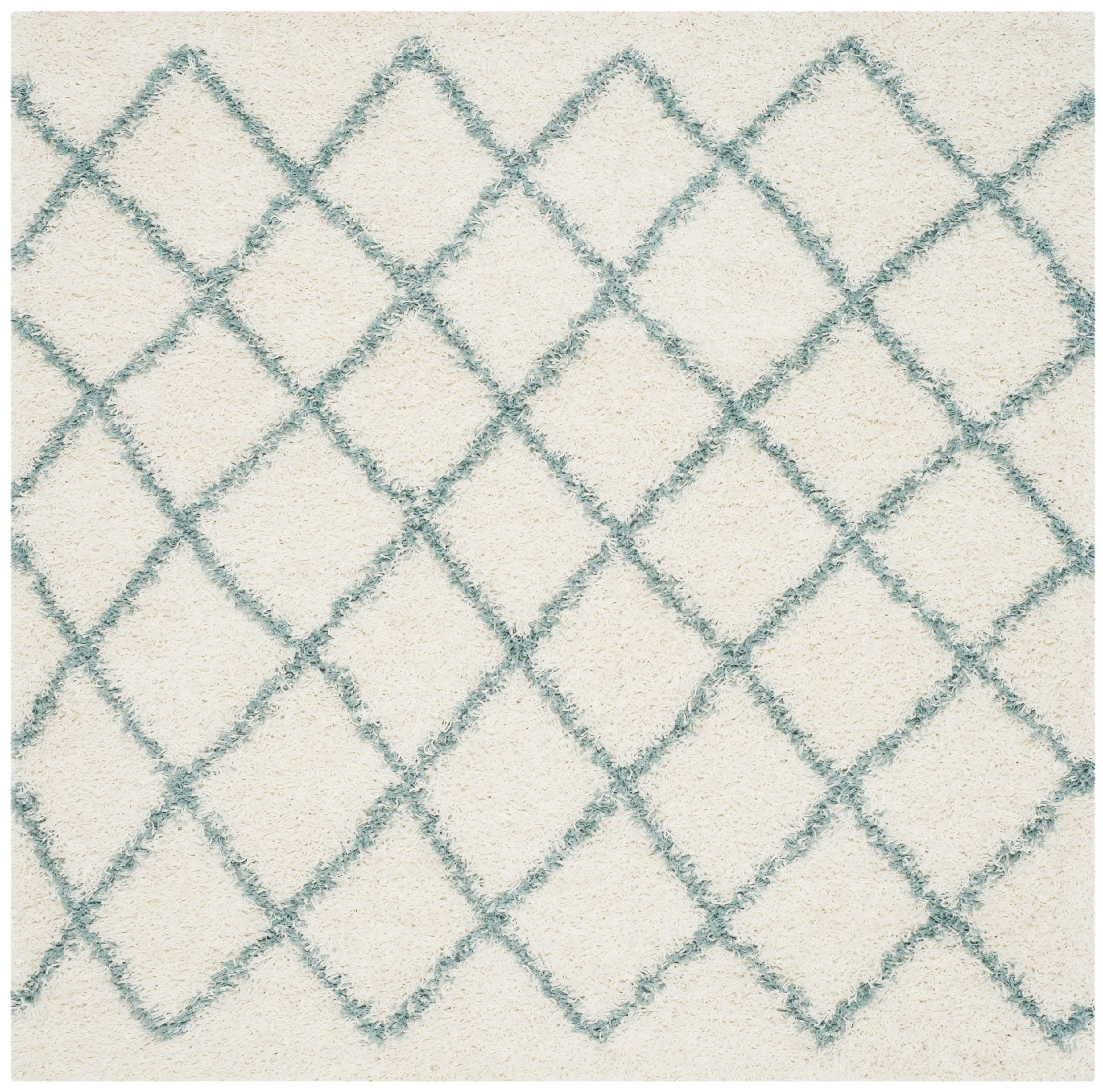 Seafoam & Ivory Luxe Square Shag Rug - 6' x 6'