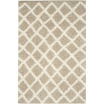 SAFAVIEH Dallas Jerrie Geometric Shag Area Rug, Beige/Ivory, 6' x 9'