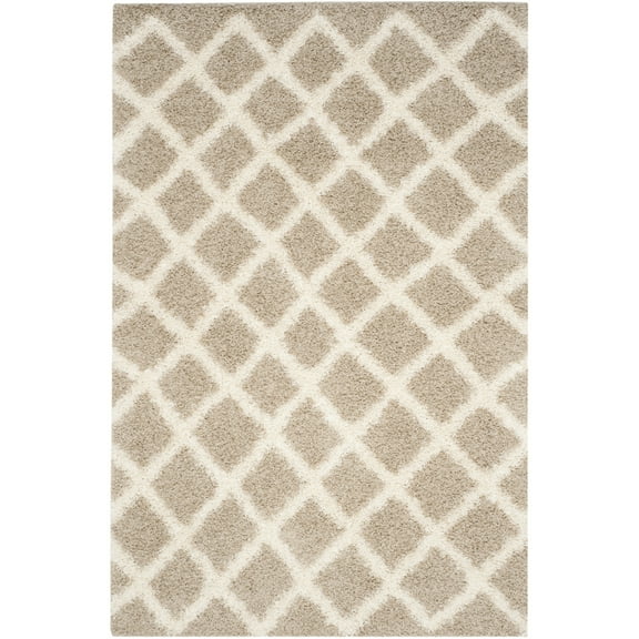 SAFAVIEH Dallas Jerrie Geometric Shag Area Rug, Beige/Ivory, 6' x 9'