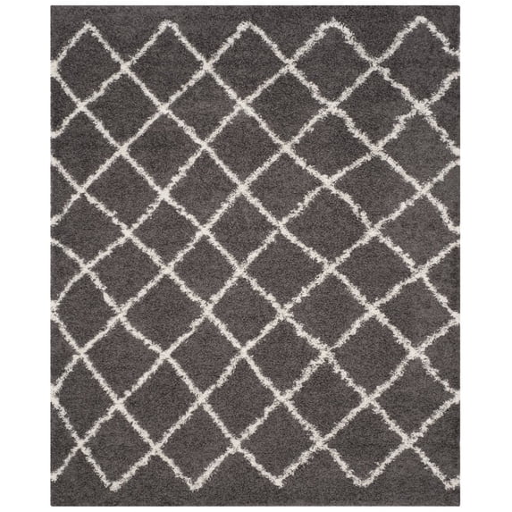 SAFAVIEH Dallas Jerrie Geometric Shag Area Rug, Dark Grey/Ivory, 10' x 14'