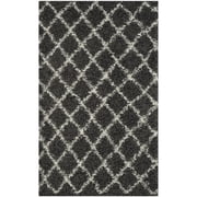 SAFAVIEH Dallas Jerrie Geometric Shag Area Rug, Dark Grey/Ivory, 3' x 5'