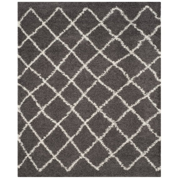 SAFAVIEH Dallas Jerrie Geometric Shag Area Rug, Dark Grey/Ivory, 8'6" x 12'