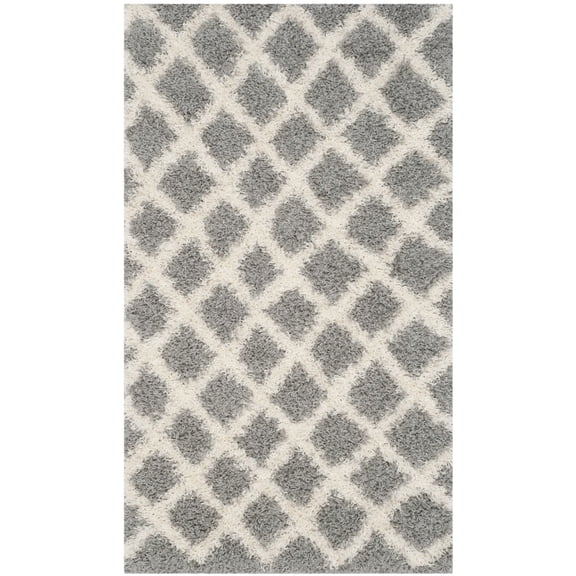 SAFAVIEH Dallas Jerrie Geometric Shag Area Rug, Grey/Ivory, 3' x 5'