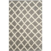 SAFAVIEH Dallas Jerrie Geometric Shag Area Rug, Grey/Ivory, 6' x 9'