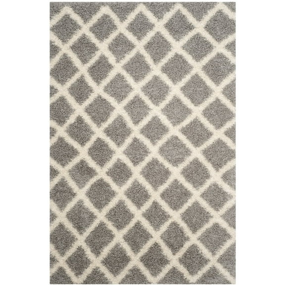 SAFAVIEH Dallas Jerrie Geometric Shag Area Rug, Grey/Ivory, 6' x 9'