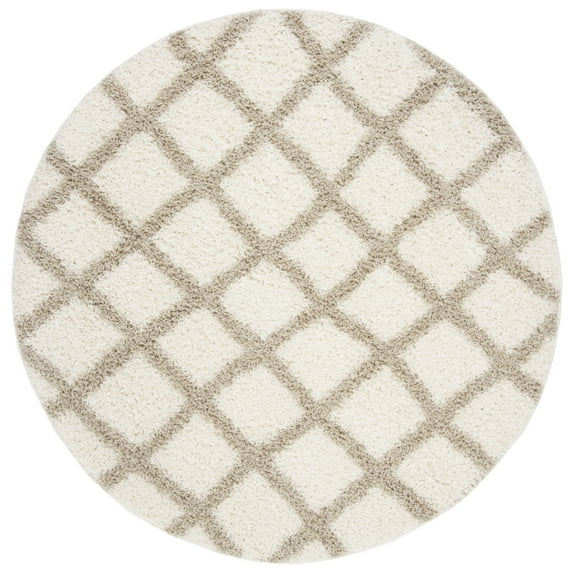 SAFAVIEH Dallas Jerrie Geometric Shag Area Rug, Ivory/Beige, 6' x 6' Round