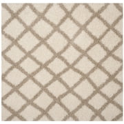 SAFAVIEH Dallas Jerrie Geometric Shag Area Rug, Ivory/Beige, 6' x 6' Square