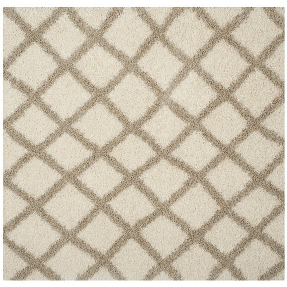 SAFAVIEH Dallas Jerrie Geometric Shag Area Rug, Ivory/Beige, 6' x 6' Square