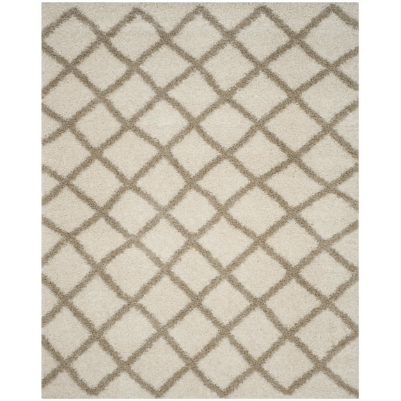 SAFAVIEH Dallas Jerrie Geometric Shag Area Rug, Ivory/Beige, 8'6" x 12'
