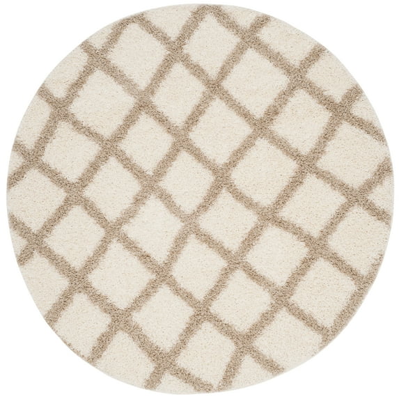 SAFAVIEH Dallas Jerrie Geometric Shag Area Rug, Ivory/Beige, 8' x 8' Round