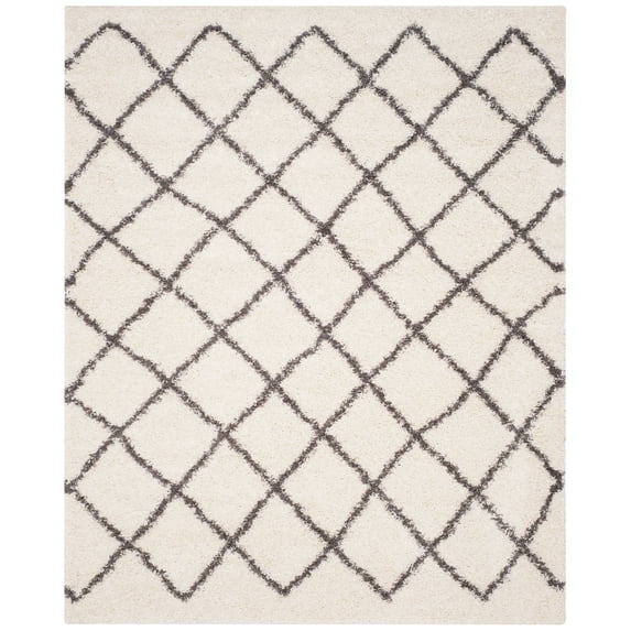 SAFAVIEH Dallas Jerrie Geometric Shag Area Rug, Ivory/Dark Grey, 10' x 14'