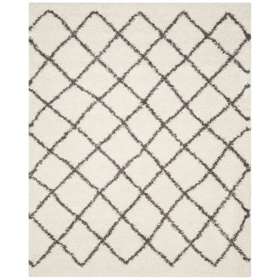 SAFAVIEH Dallas Jerrie Geometric Shag Area Rug, Ivory/Dark Grey, 8' x 10'