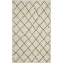 SAFAVIEH Dallas Jerrie Geometric Shag Area Rug, Ivory/Grey, 4' x 6'