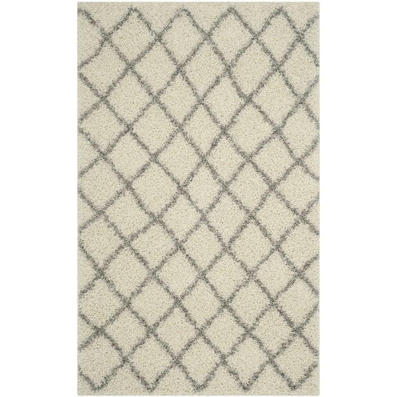 SAFAVIEH Dallas Jerrie Geometric Shag Area Rug, Ivory/Grey, 4' x 6'