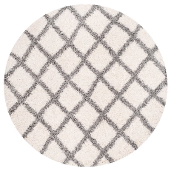 SAFAVIEH Dallas Jerrie Geometric Shag Area Rug, Ivory/Grey, 6' x 6' Round