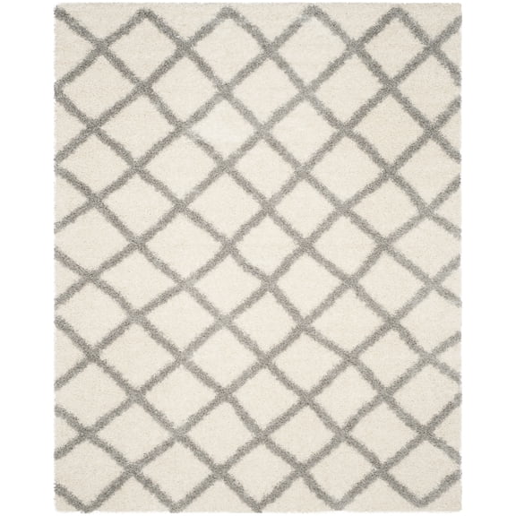 SAFAVIEH Dallas Jerrie Geometric Shag Area Rug, Ivory/Grey, 8'6" x 12'