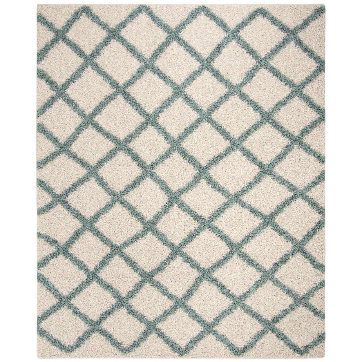 SAFAVIEH Dallas Jerrie Geometric Shag Area Rug, Ivory/Seafoam, 8' x 10'