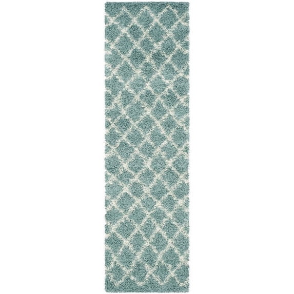 SAFAVIEH Dallas Jerrie Geometric Shag Area Rug, Seafoam/Ivory, 8' x 10'