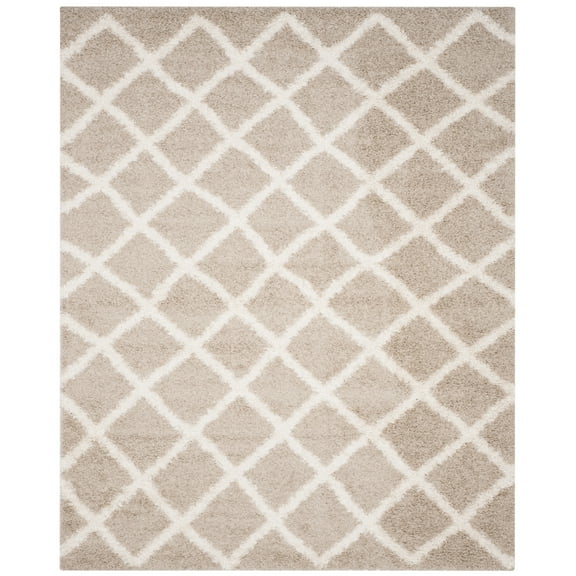 SAFAVIEH Dallas Jerrie Geometric Shag Runner Rug, Beige/Ivory, 2'3" x 6'