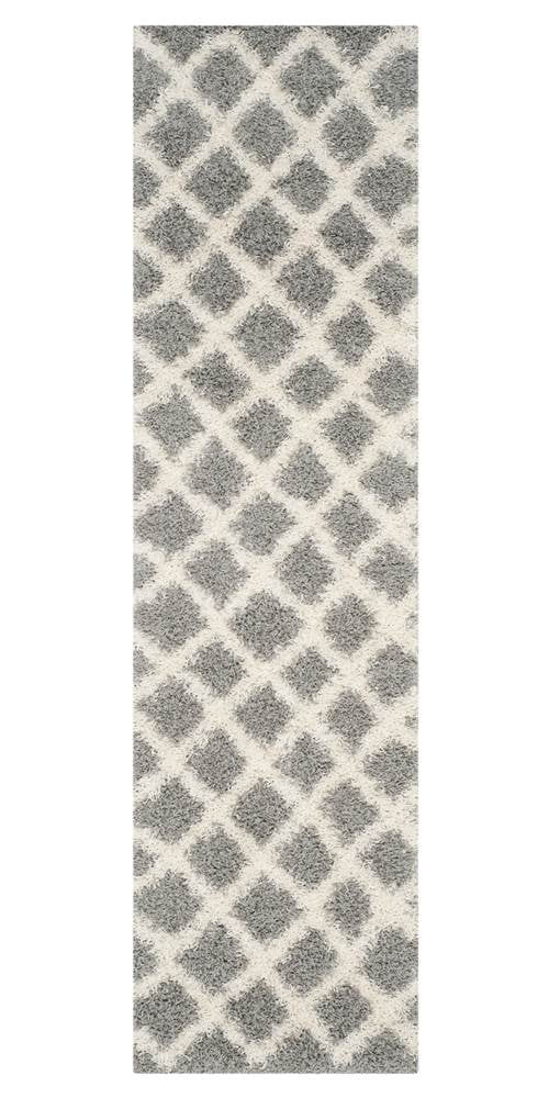 SAFAVIEH Dallas Jerrie Geometric Shag Runner Rug, Grey/Ivory, 2'3" x 10'