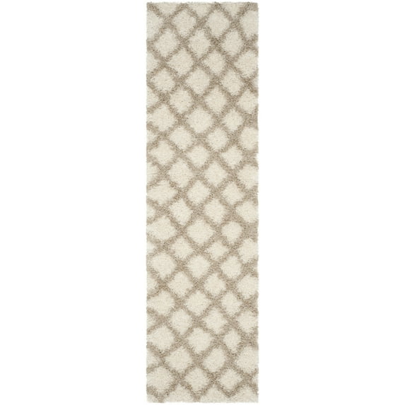 SAFAVIEH Dallas Jerrie Geometric Shag Runner Rug, Ivory/Beige, 2'3" x 8'