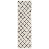 SAFAVIEH Dallas Jerrie Geometric Shag Runner Rug, Ivory/Dark Grey, 2'3" x 8'