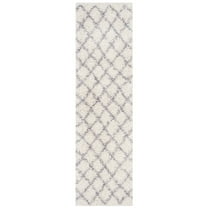 SAFAVIEH Dallas Jerrie Geometric Shag Runner Rug, Ivory/Grey, 2'3" x 10'