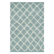 SAFAVIEH Dallas Jerrie Geometric Shag Runner Rug, Seafoam/Ivory, 2'3" x 6'