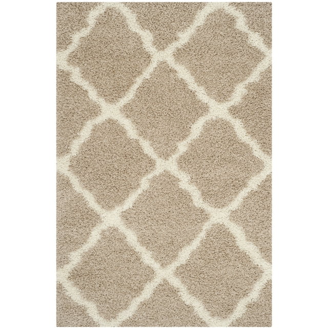 SAFAVIEH Dallas Logan Geometric Shag Area Rug, Beige/Ivory, 2'3" x 4'