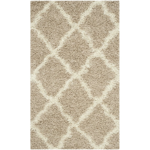SAFAVIEH Dallas Logan Geometric Shag Area Rug, Beige/Ivory, 3' x 5'
