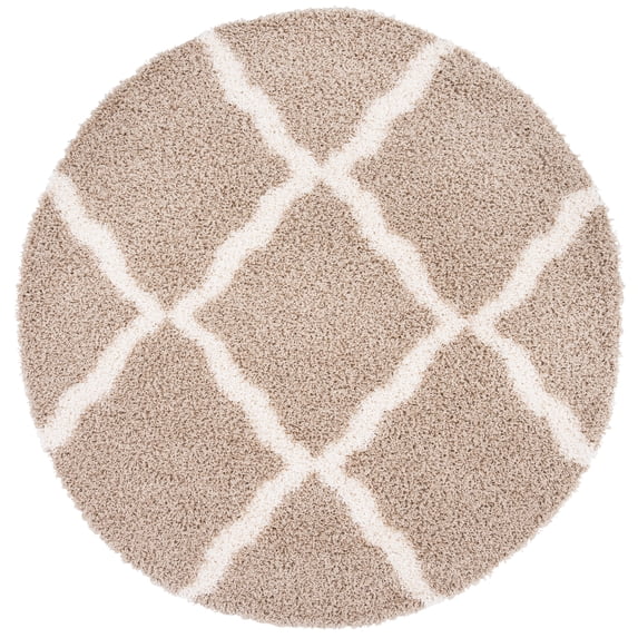 SAFAVIEH Dallas Logan Geometric Shag Area Rug, Beige/Ivory, 4' x 4' Round