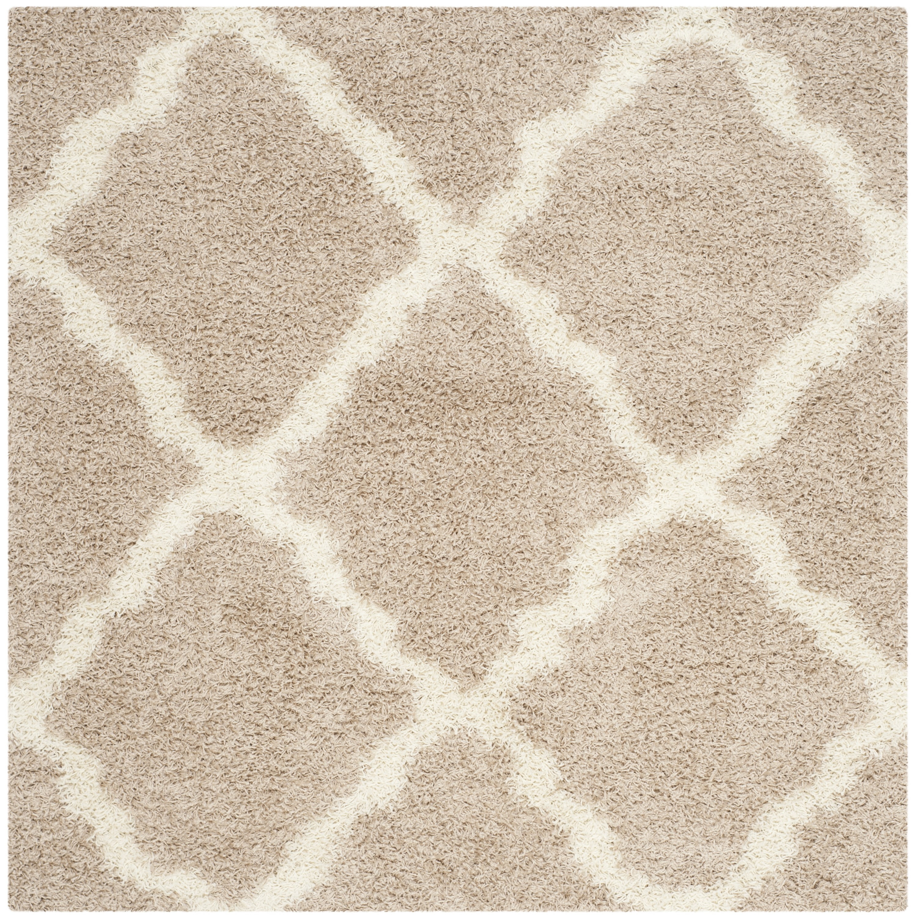 SAFAVIEH Dallas Logan Geometric Shag Area Rug, Beige/Ivory, 4' x 4' Square